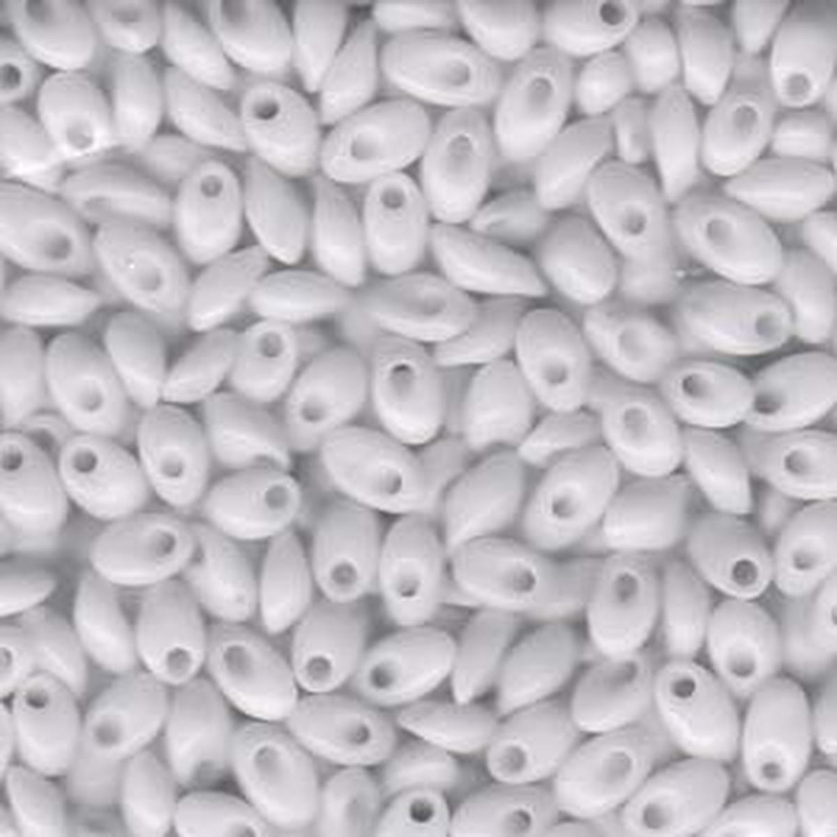 Long Magatama Beads #402 Opaque White 8.5g