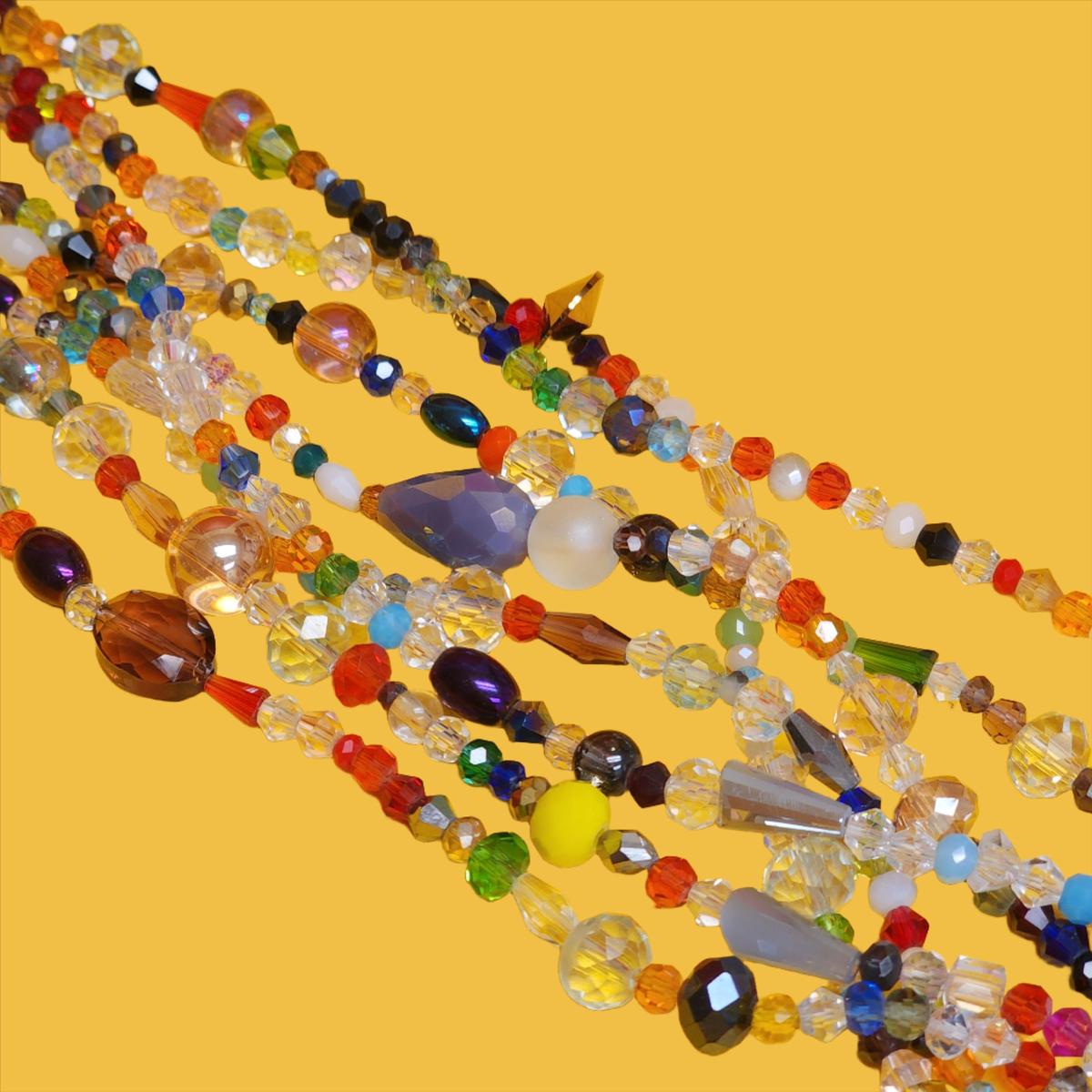 Multicolor Crystal Beads - Mixed Shapes & Sizes - 1 strand
