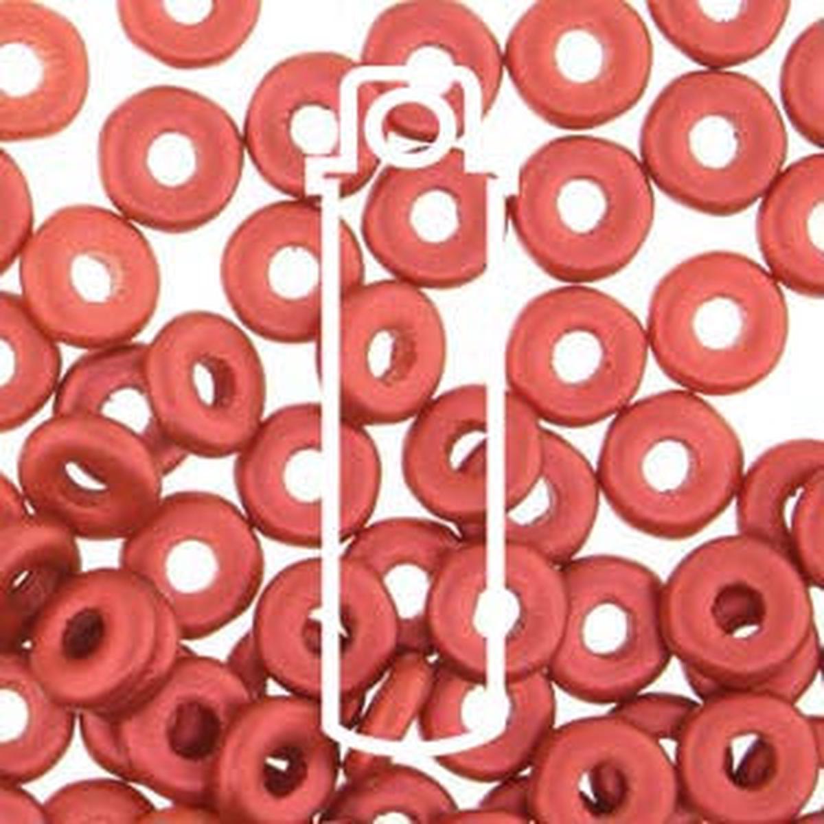 O BEADS (3.8X1MM)  LAVA RED