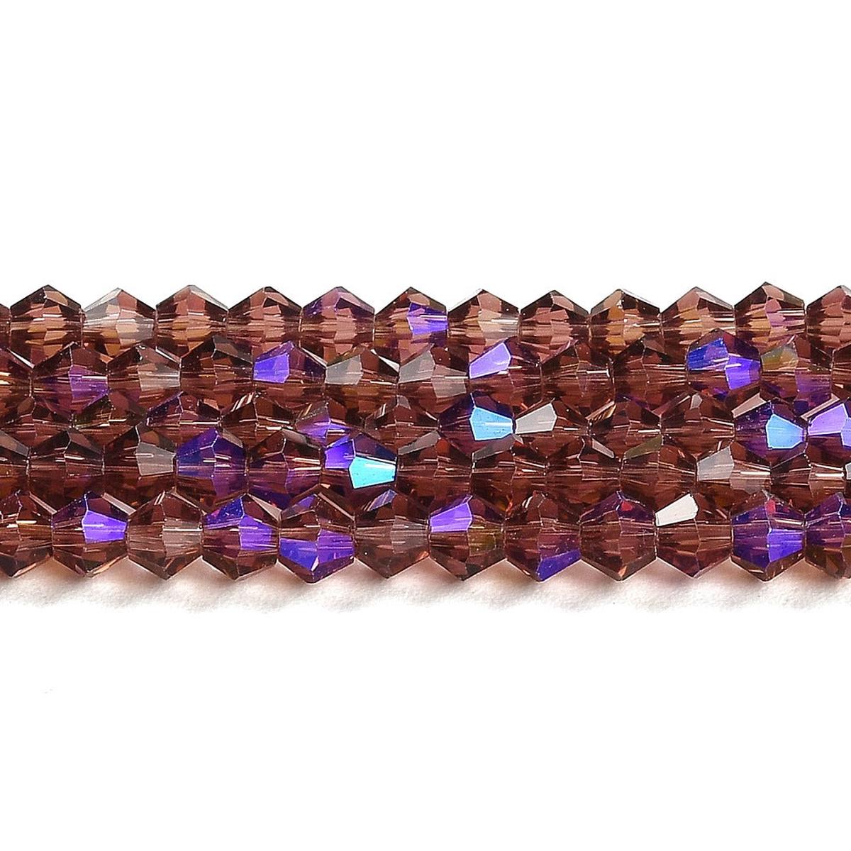Transparent Electroplate Glass Beads Strands, AB Color Plated, Faceted, Bicone, Medium Purple, 4x4mm, Hole: 0.8mm.  *Approx 90 Beads.