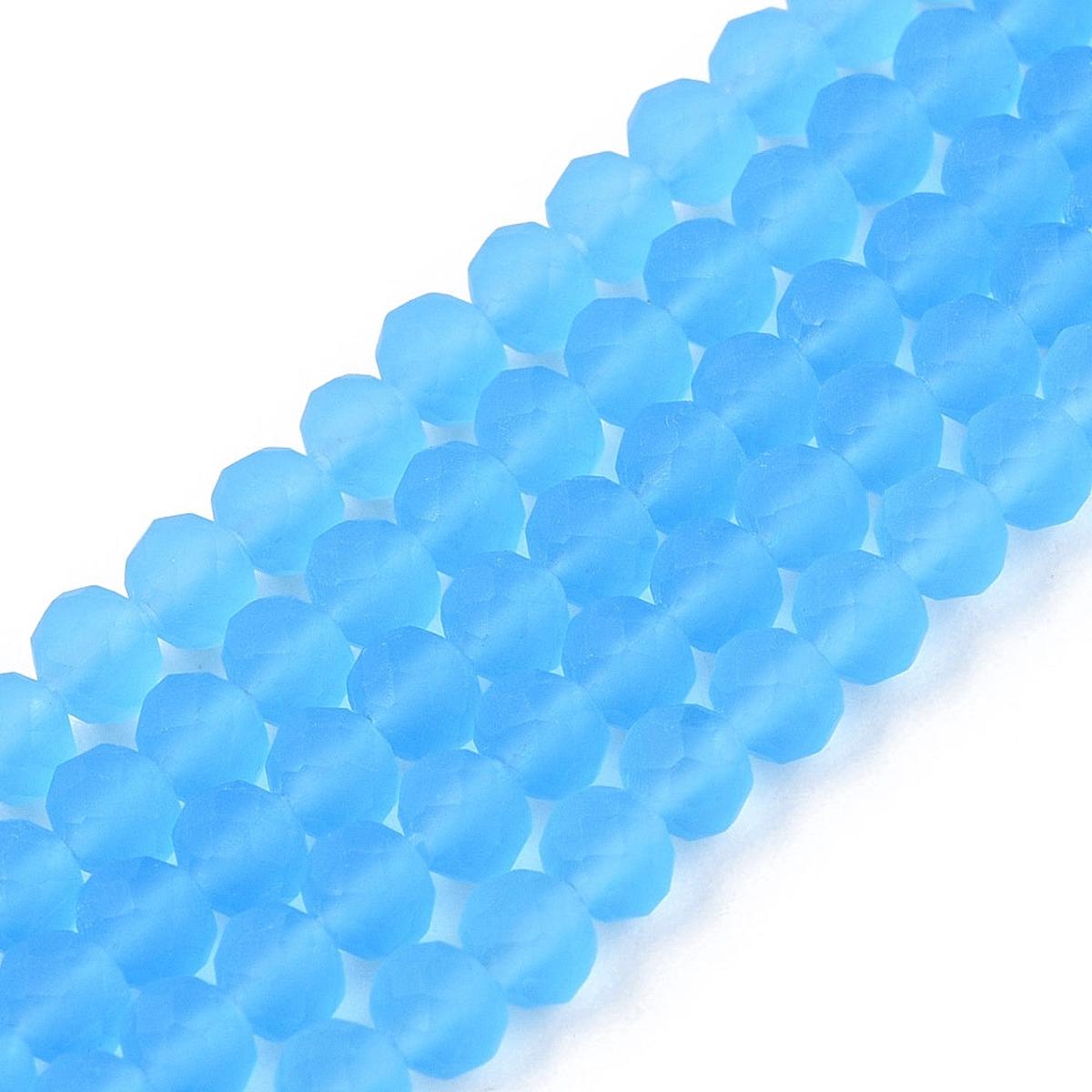 Transparent Glass Beads Strands, Faceted, (*Frosted), Rondelle, 3.5~3.8mm, Hole: 1mm, about 113~115pcs/strand, 32.5~33cm.  See Color Options