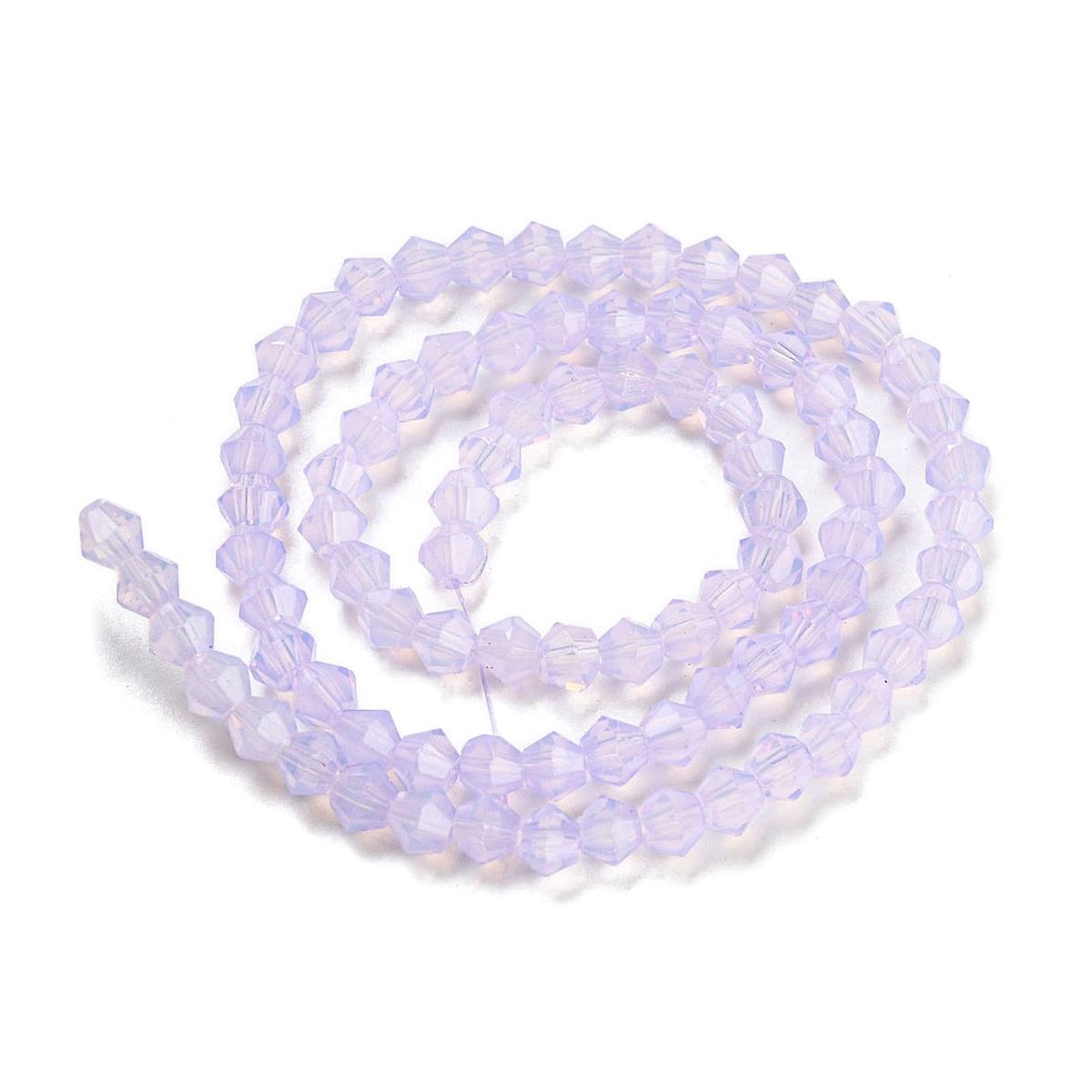 Transparent Glass bicone, Lilac 