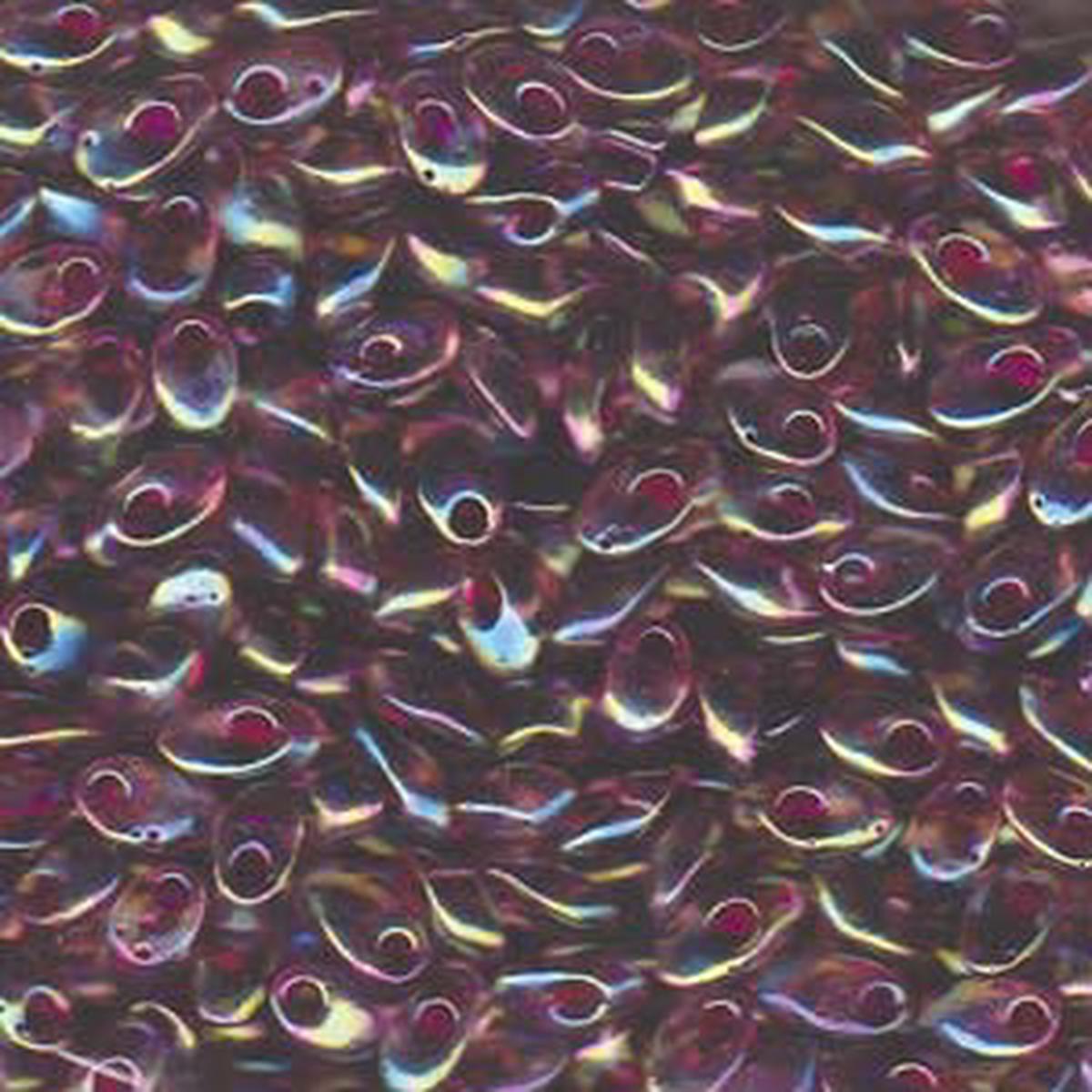 *Long Magatama Beads #2170 Fuchsia Lined Smoky Amethyst AB 8.5g