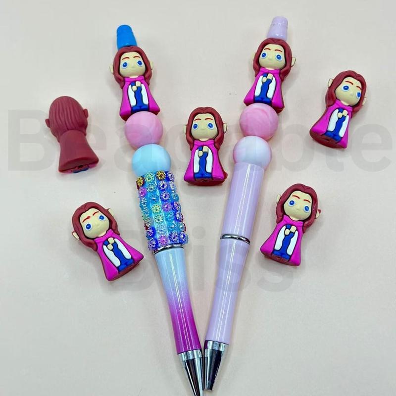 3D Cute Girl Sparkle Queen in a Red Cloak Silicone Focal Beads