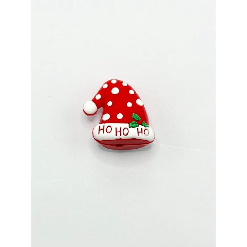 3D Cute Red Christmas Hat Silicone Focal Beads (Ship out in Around 4-6 Days after Ordering)