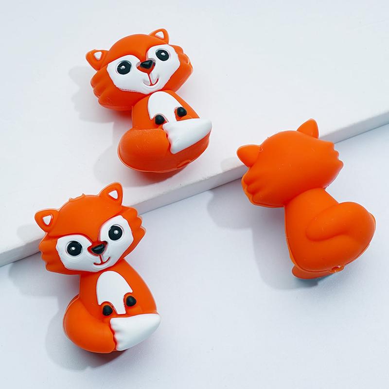 3D Cute Fox Silicone Focal Beads