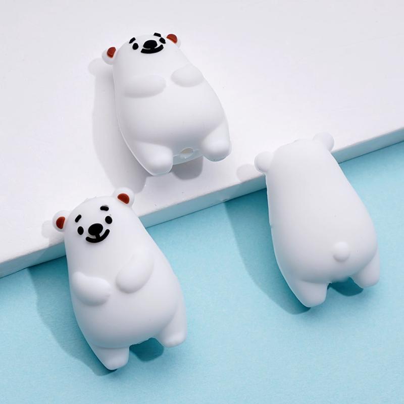 3D Cute Polar Bears Silicone Focal Beads