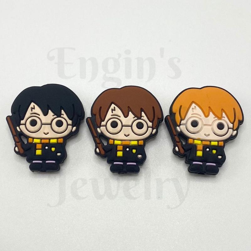 Wizard Boy Magician Silicone Focal Beads, Random Mix Color