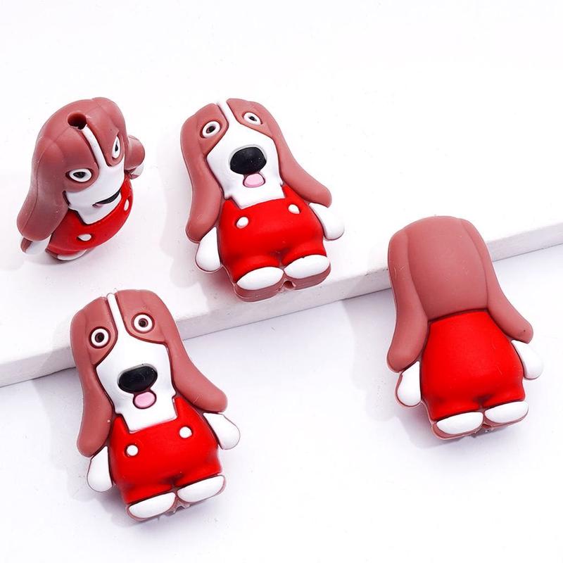3D Cute Puppy Dog with Long Ears Silicone Focal Beads