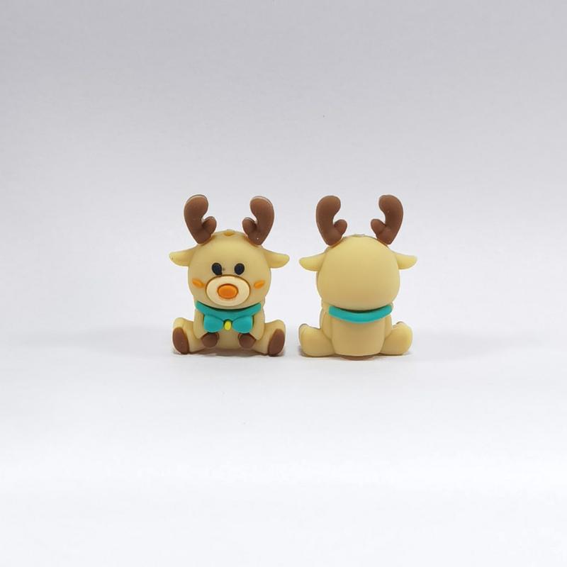 3D Cute Christmas Elk Silicone Focal Beads