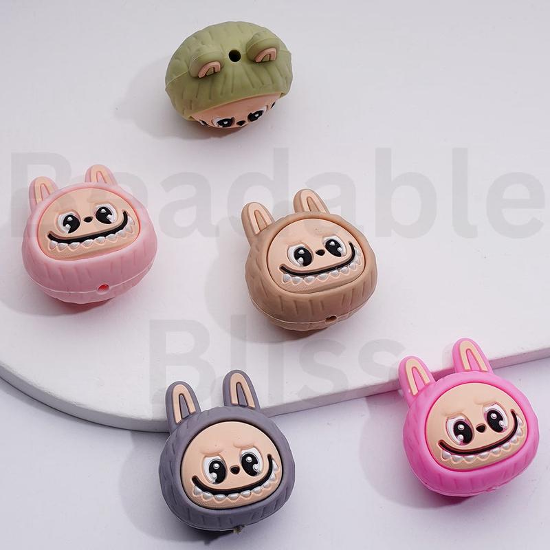 3D Cute Vivid Cartoon Monster Doll Head Pop Mar Silicone Focal Beads