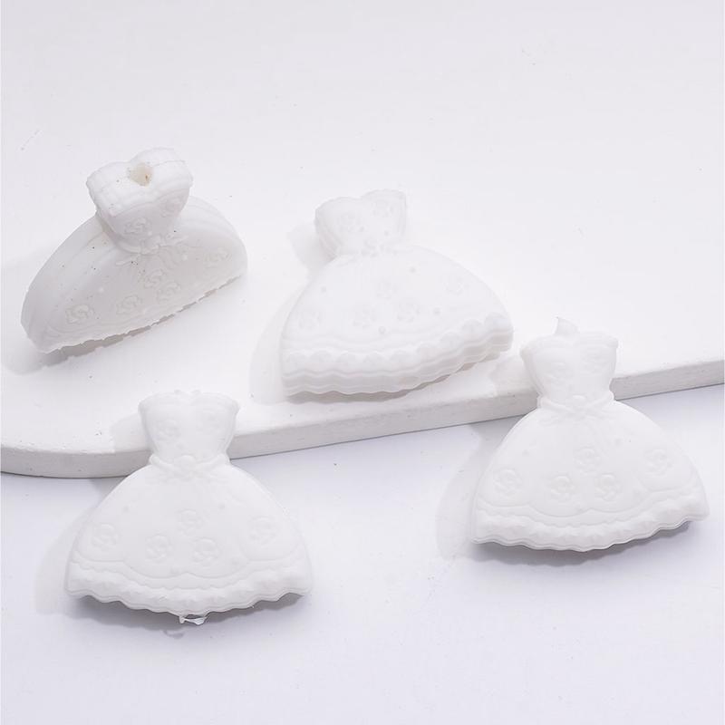 White Dress with Flowers Silicone Beads
