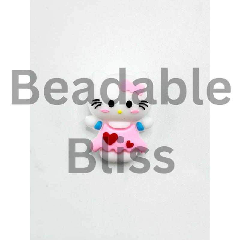 3D Cute Cat Character Silicone Focal Beads