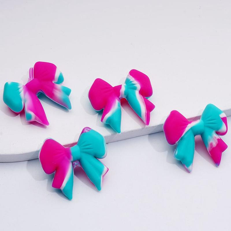3D Cute Teal Rose Red  Bowtie Silicone Focal Beads
