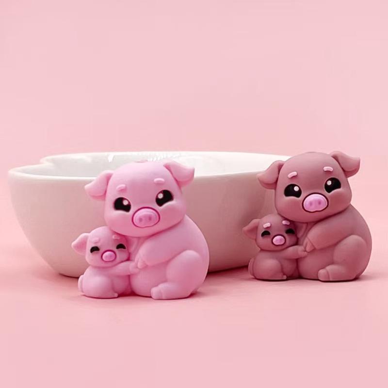 3D Cute Pig Mom Baby Snouter Silicone Focal Beads