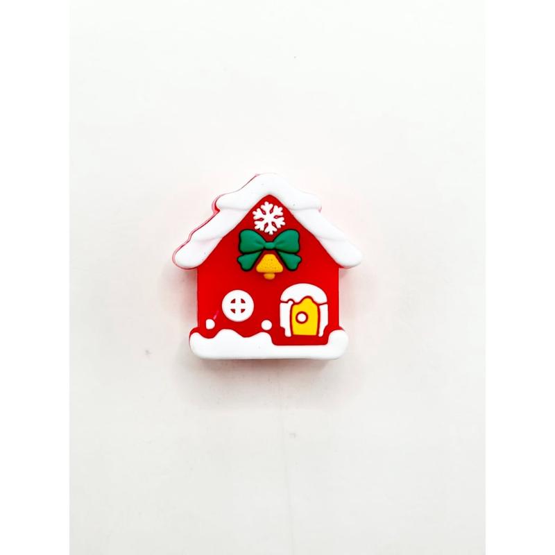 3D Christmas House Snow Flower Bowtie Silicone Focal Beads  (ship out in around 4-6 Days after ordering)