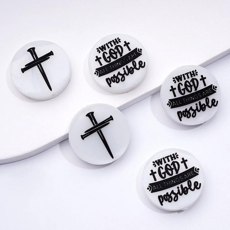 With God All Things are Possible Cross Religion Jesus Silicone Focal Beads