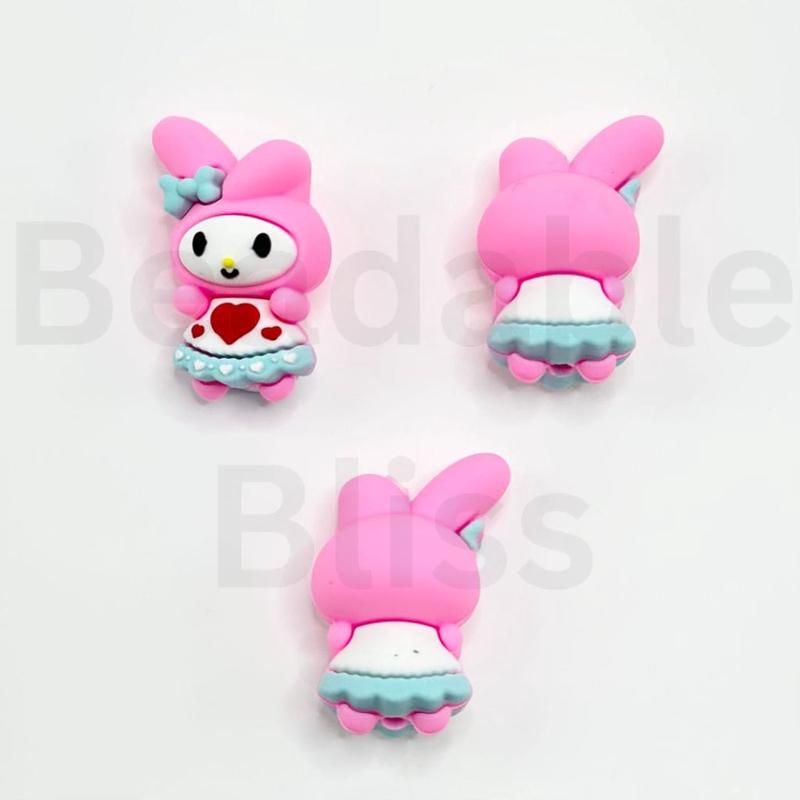 3D Cute Pink Adorable Character Cartoon Silicone Focal Beads