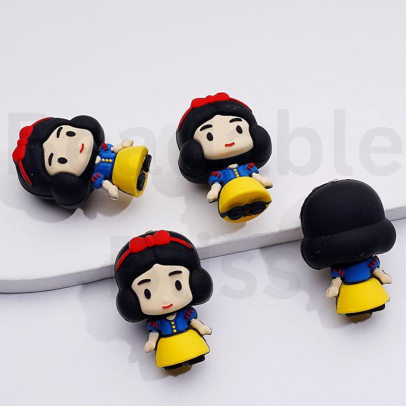 3D Cute Sno Whit Dreamy Tiara with Red Bow Headband TaleTime Characters Silicone Focal Beads