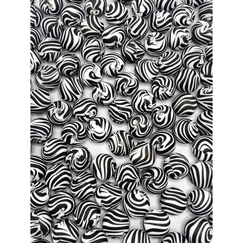 Zebra Stripe Printed Silicone Beads Number 17