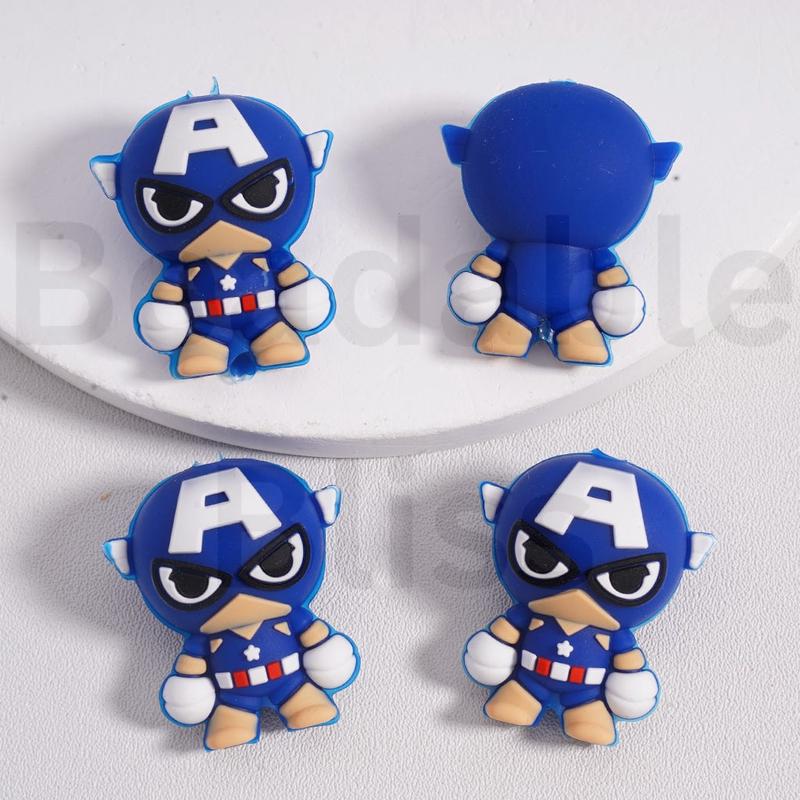 3D Cute Baby Captain Strong Character Super Her Silicone Focal Beads