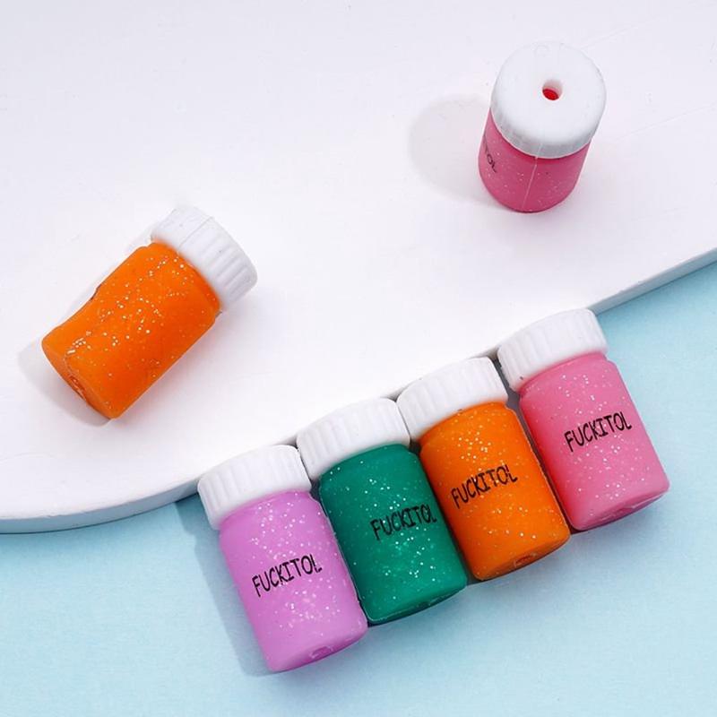 3D Colorful Humor Mood Capsule Bottle Silicone Focal Beads