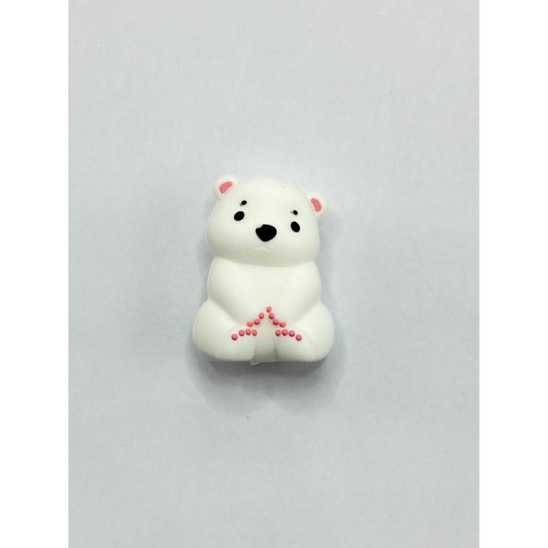 White Silicone Beads, 3D Cute White Polar Bear Silicone Focal Beads