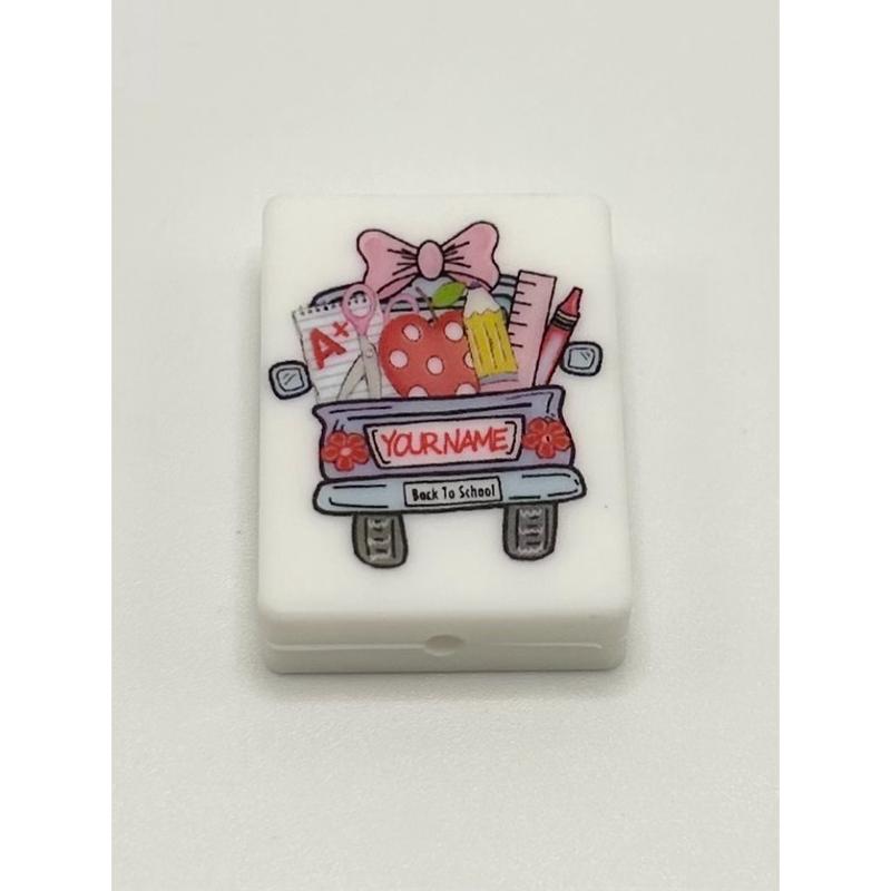 Your name & Back to School Silicone Focal Beads