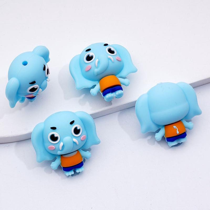 3D Blue Cute Elephant Silicone Focal Beads