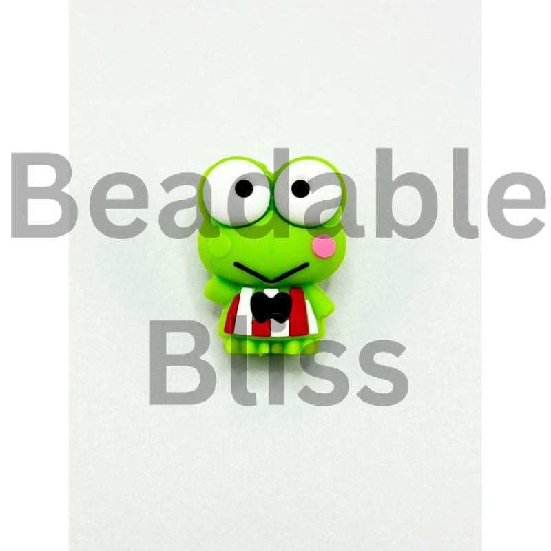 3D Cute Green Grog  Adorable Cat Character Silicone Focal Beads