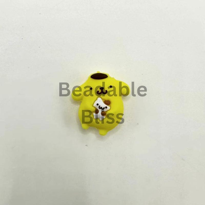 3D Adorable Character Little Yellow Puppy Dog  Silicone Focal Beads