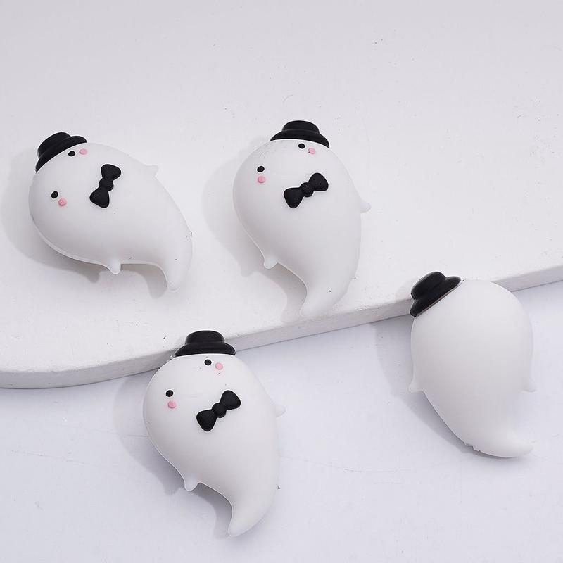 3D Cute Spooky with Black Hat Bow Tie Halloween Silicone Focal Beads