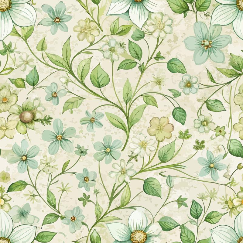 Art Nouveau Woodruff Flowers Pattern 2 Quilting Cotton Fabric