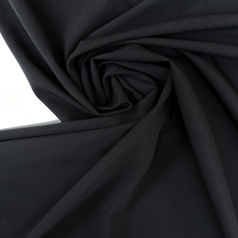 Black Polyester Viscose Stretch Twill