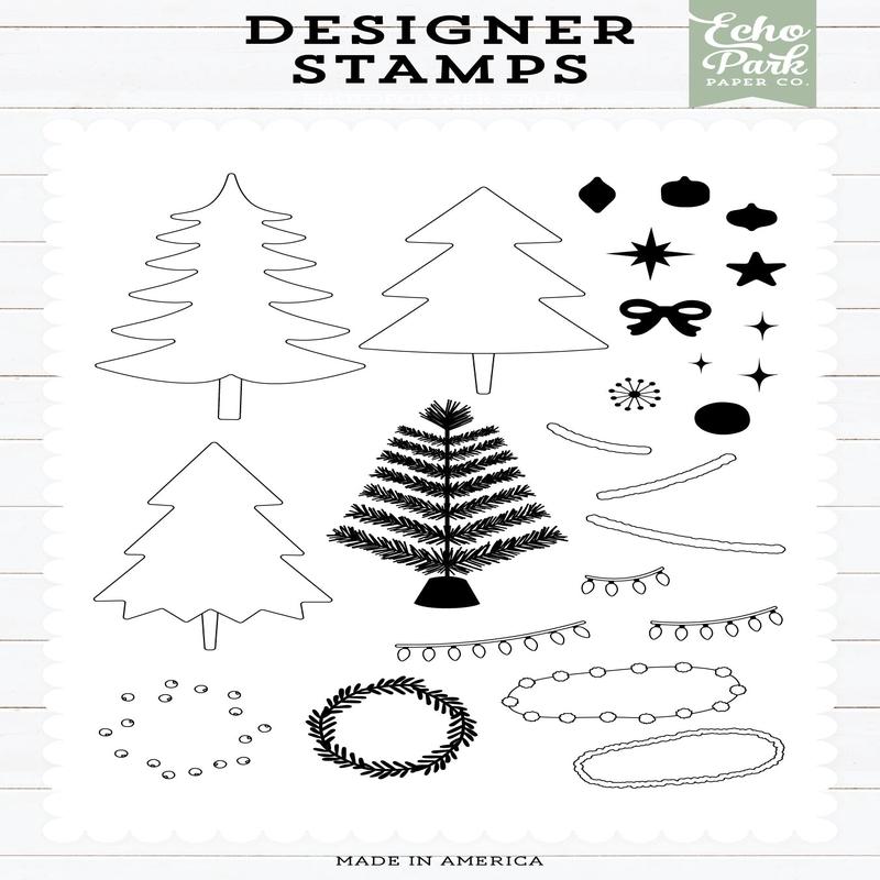 Echo Park Designer Stamp Set Christmas Trees