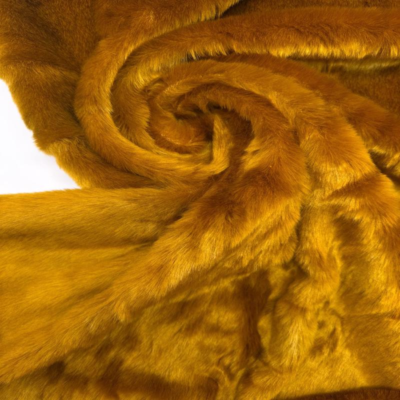 Yellow-Brown Acrylic Faux Fur