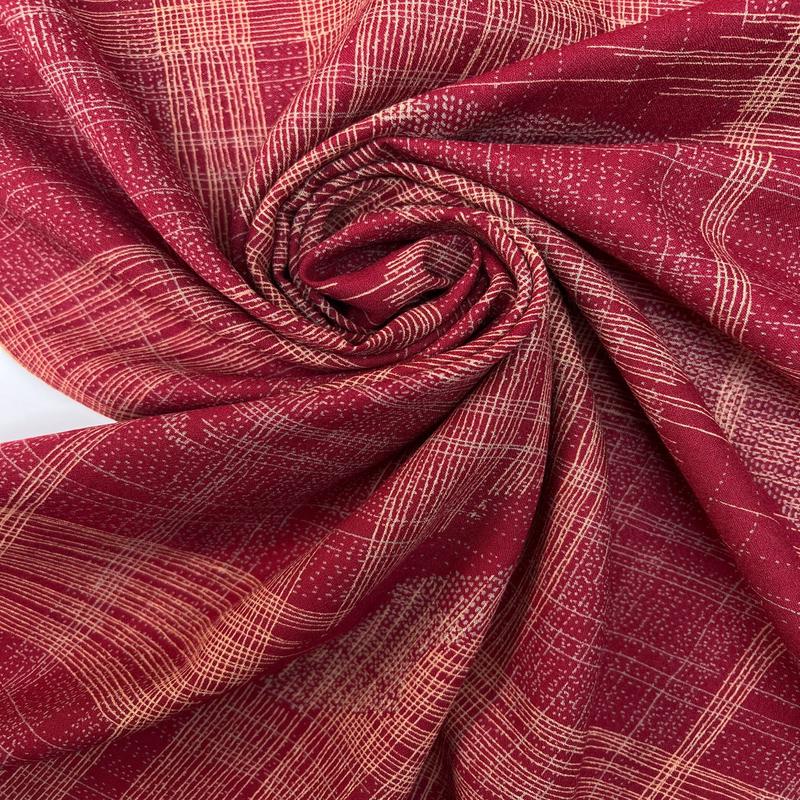 Wool Red Beige Printed Fabric