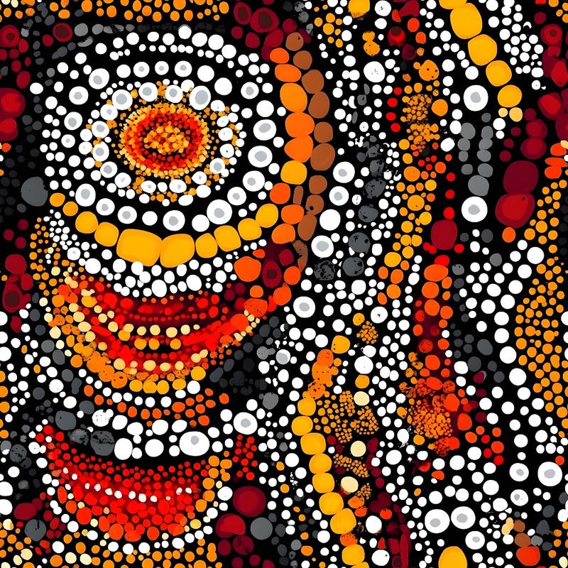Aboriginal Circles and Dots Pattern 17 Quilting Cotton Fabric
