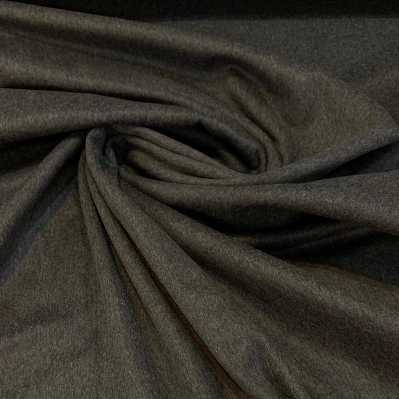 Wool Blend Melton Coating Fabric - Charcoal