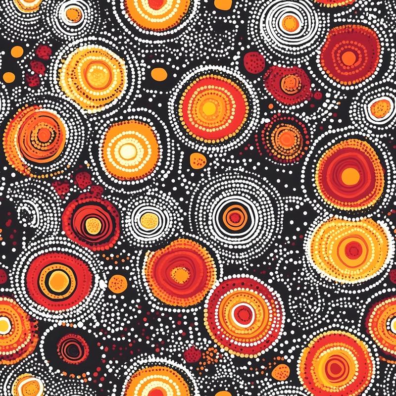 Aboriginal Circles and Dots Pattern 12 Quilting Cotton Fabric