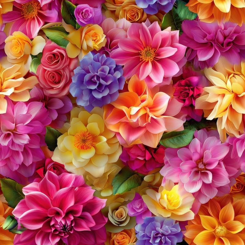 3D Colorful Florals Pattern 4 Quilting Cotton Fabric