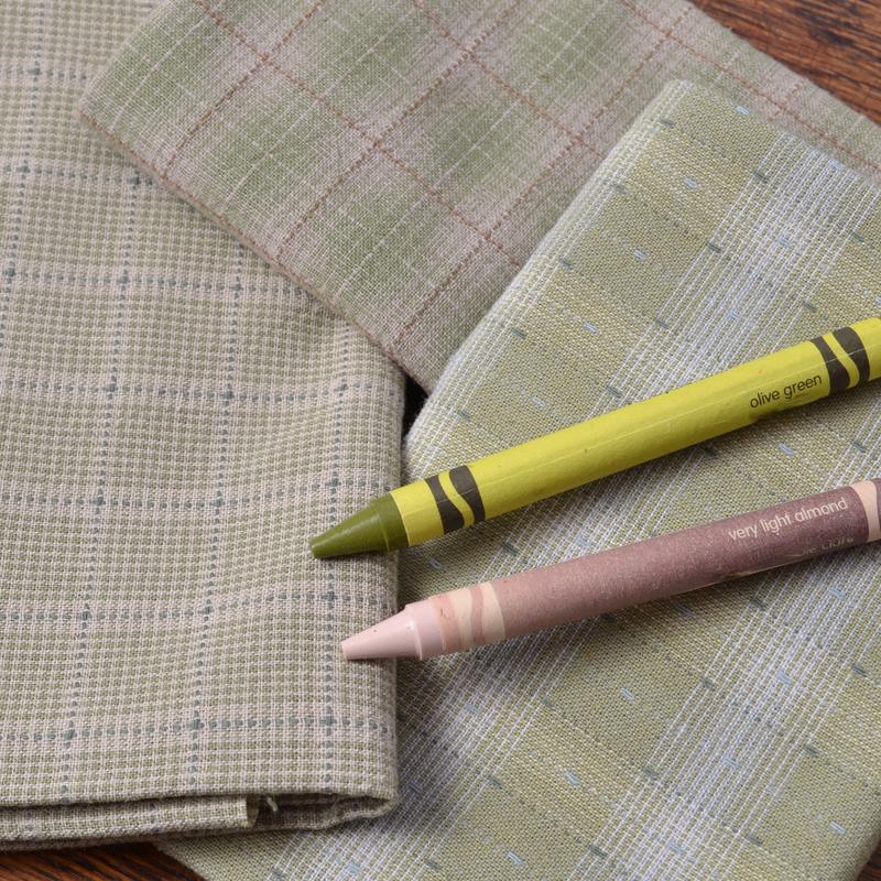 Yarn Cotton Fabric Bundle of 3, avocado greens
