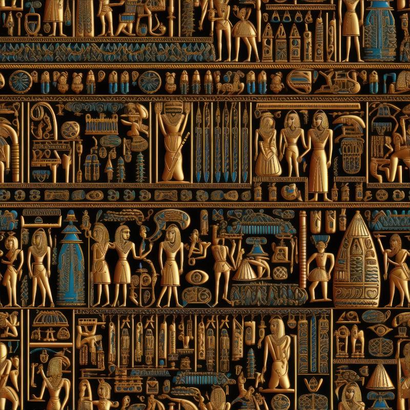 2D Ancient Egypt Pattern 25 Quilting Cotton Fabric
