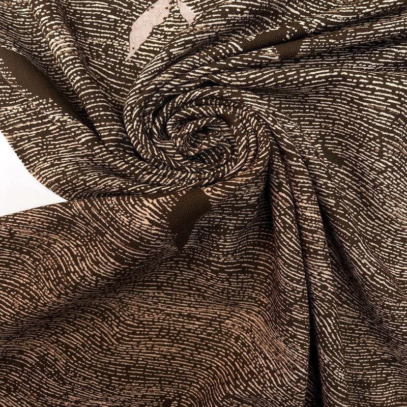 Abstract Printed Brown Wool Fabric