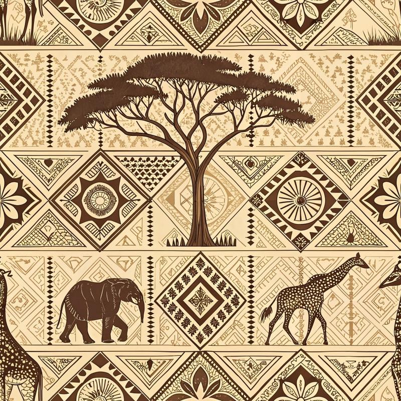 African Mud Cloth Line Art Pattern 3 Quilting Cotton Fabric