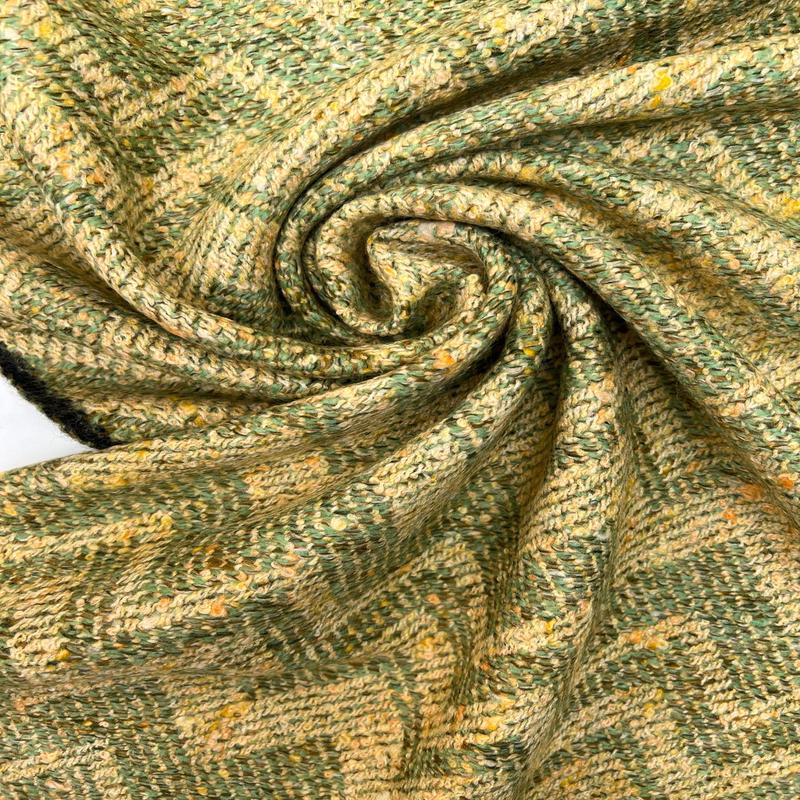 Wool Yellow Green Geometric Fabric