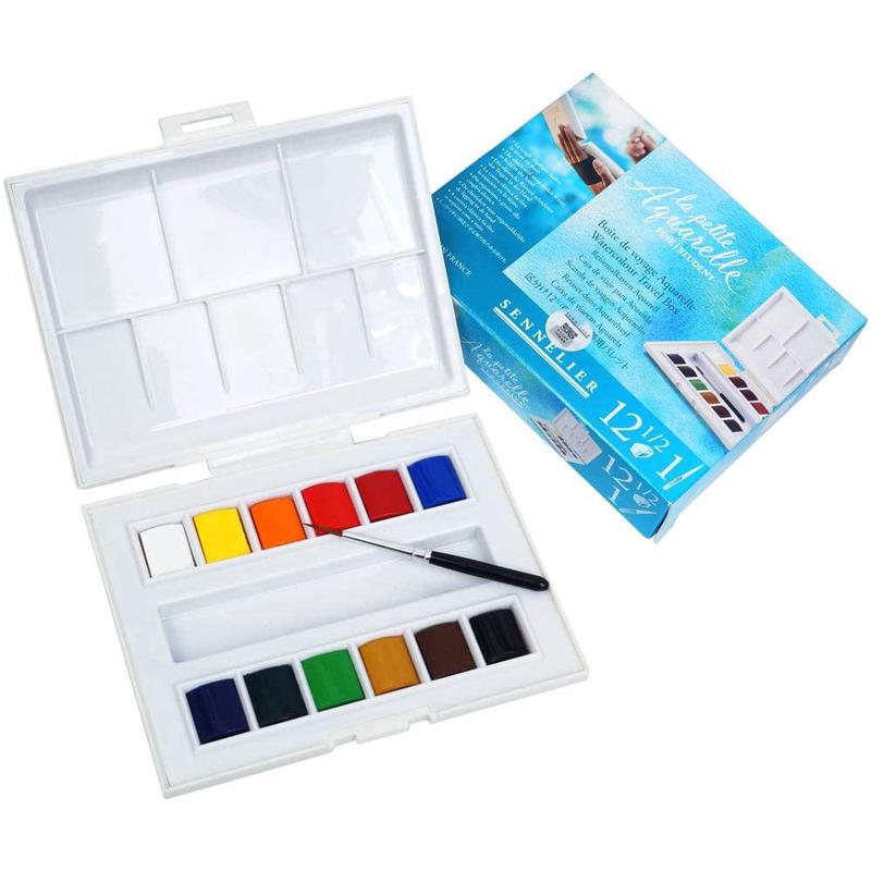 Sennelier La Petite Aquarelle Fine Student Watercolour Travel Box 12 Half Pan