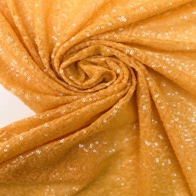 Yellow Orange Sequin Mesh Polyamid