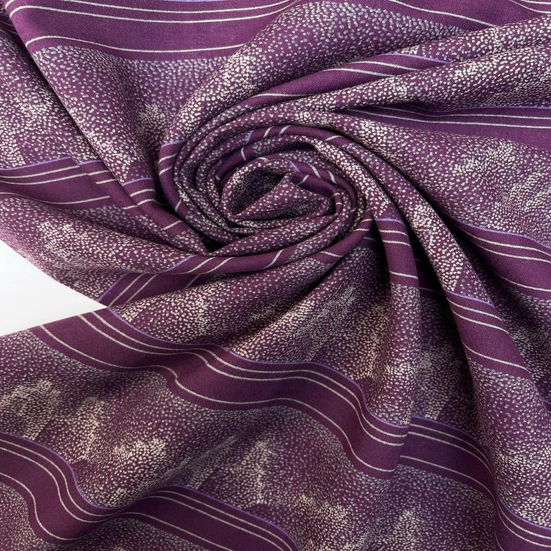 Wool Printed Purple Beige Fabric