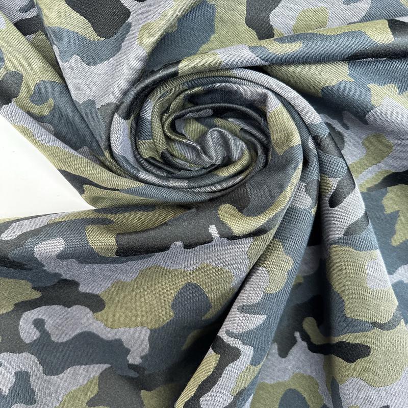 Abstract Green-Blue Viscose Blend Jacquard
